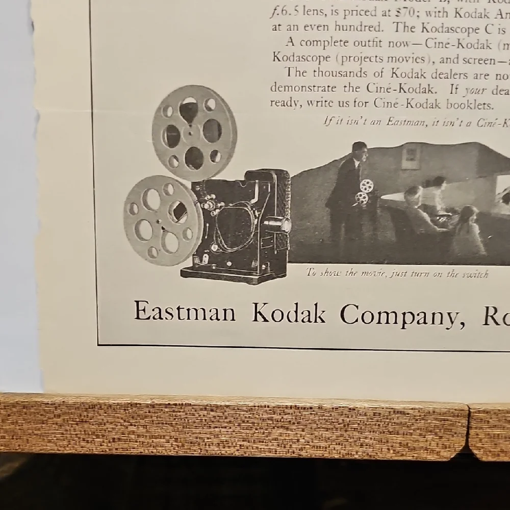 Kodak Motion Picture Camera Advertisement - Black and White - 1926